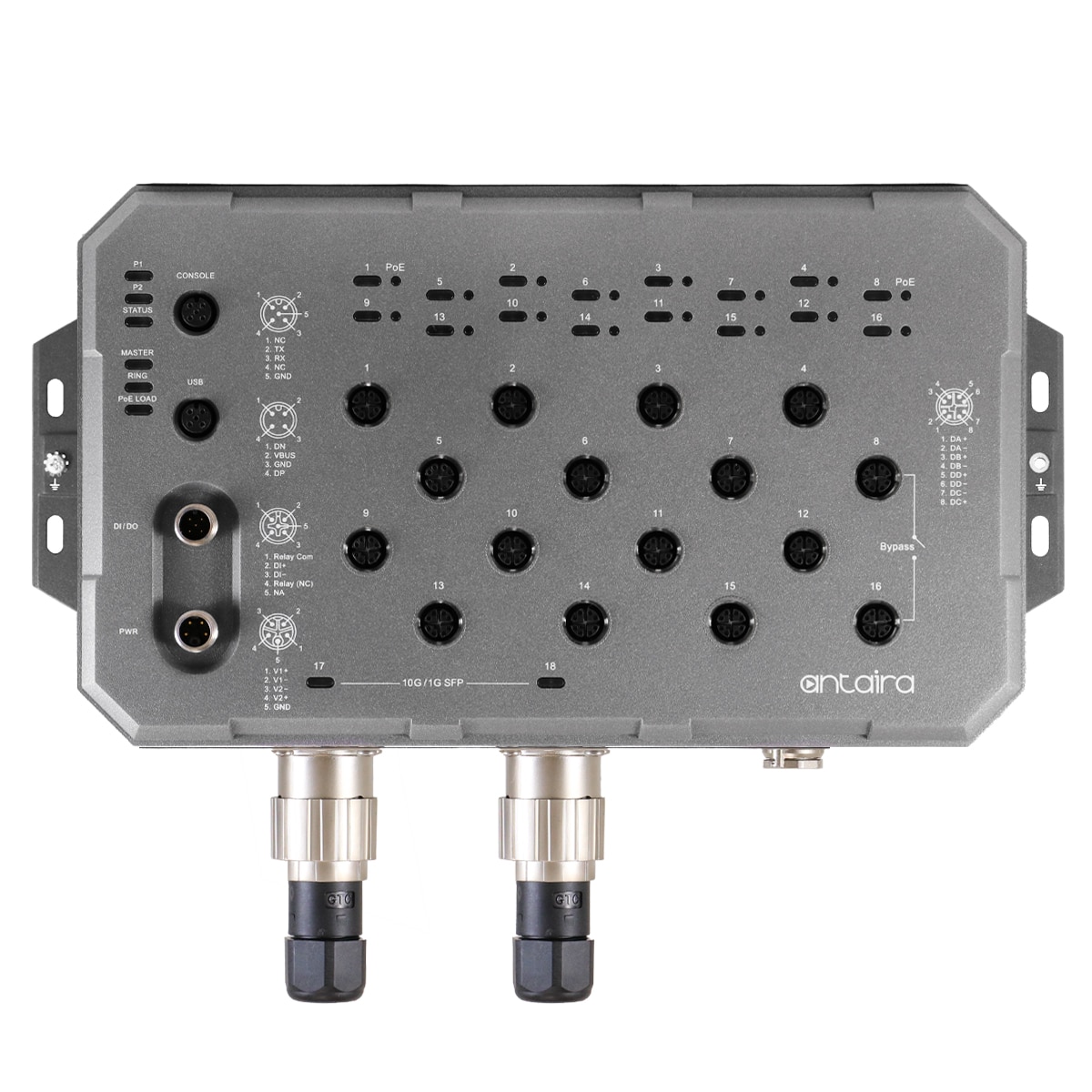 Antaira LMP-1802G-M12-10G-SFP-67-110-T Managed M12 IP67 Switch